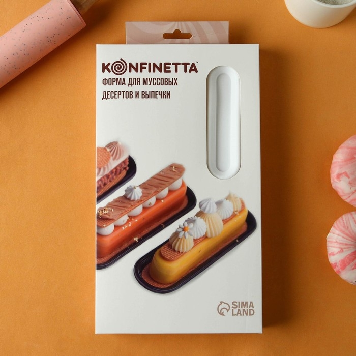 Форма для муссовых десертов и выпечки KONFINETTA &laquo;Венеция&raquo;, силикон, 29,5&times;17&times;3 см, 6 ячеек, цвет белый