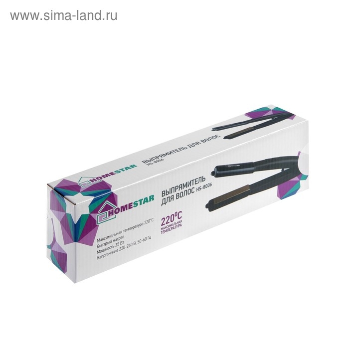 Выпрямитель HOMESTAR HS-8006, 35 Вт, алюминиевое покрытие, 220°С, черный Выпрямитель HOMESTAR HS-8006, 35 Вт, алюминиевое покрытие, 220°С, черный