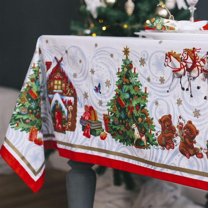 Скатерть новогодняя Этель "Новогодняя сказка"150х180см +/-3см с ГМВО, хл100%
