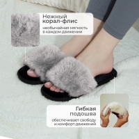 Тапочки женские с открытым носом размер 37-38, цвет серый Тапочки женские с открытым носом размер 37-38, цвет серый