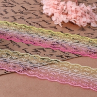 Кружево капроновое &laquo;Градиент&raquo;, 45 мм &times; 10 &plusmn; 1 м, цвет розовый/жёлтый №5