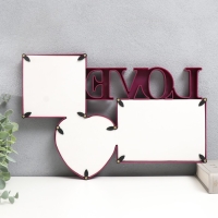 Фоторамка-Коллаж  "Любовь" на 3 фото, бордовый (пластиковый экран)