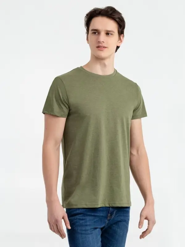 Футболка мужская приталенная Regent Fit меланж хаки, размер XS