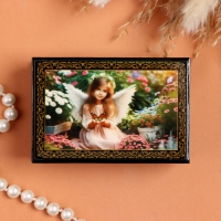 Шкатулка &laquo;Ангел с бабочкой&raquo;, черная, 6&times;9 см, лаковая миниатюра