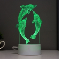 Светильник сенсорный "Дельфины" LED 7 цветов USB/от батареек белый RISALUX