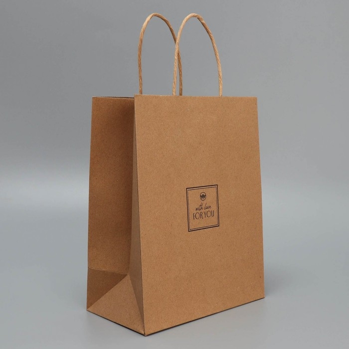 Пакет подарочный крафтовый, упаковка, &laquo;С любовью&raquo;, MS 18 х 23 х 10 см