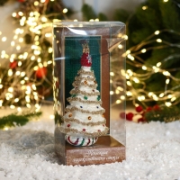 Елочное украшение "Рождественская ёлка" белая, 15 см