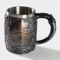 Кружка из нержавеющей стали &laquo;Шлем&raquo;, 400 мл, цвет серебристый