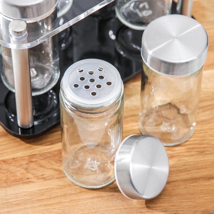 Набор для специй на подставке &laquo;Хай-тек&raquo;, 19&times;21,5 см, 90 мл, 4&times;9,5 см, 6 шт