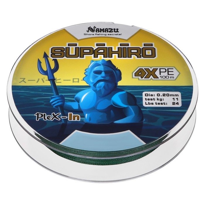 Шнур плетеный Namazu Supahiro 4Х, диаметр 0.2 мм, тест 11 кг, 100 м, болотно-зеленый Шнур плетеный Namazu Supahiro 4Х, диаметр 0.2 мм, тест 11 кг, 100 м, болотно-зеленый