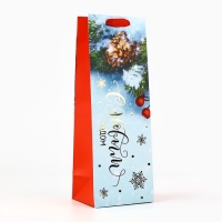 Пакет подарочный новогодний ламинированный под бутылку «Снежный лес», 13 x 36 x 10 Пакет подарочный новогодний ламинированный под бутылку «Снежный лес», 13 x 36 x 10