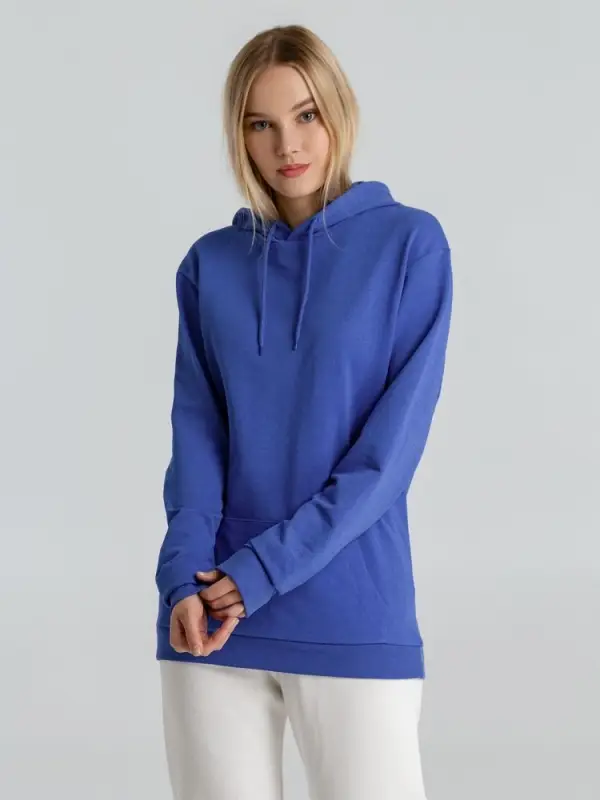 Толстовка с капюшоном унисекс Hoodie, ярко-синий меланж, размер XS