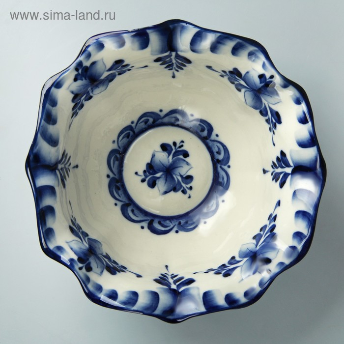 Салатник &laquo;Тюльпан&raquo;, 19х19х7,5 см, гжель