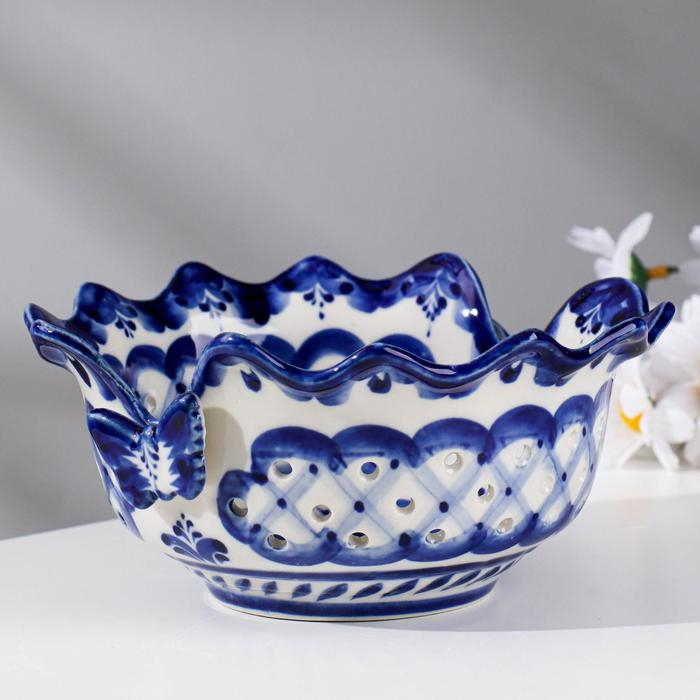 Конфетница Конфетница "Бабочка", 0,5 л, 8х16 см, гжель, фарфор