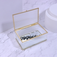 Органайзер для хранения &laquo;RIPPLES&raquo;, с крышкой, стеклянный, с зеркальным дном, с крышкой, 1 секция, 17 &times; 10,5 &times; 7 см, цвет прозрачный/медный