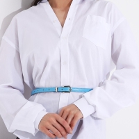 Ремень женский, ширина 1.4 см, винт, пряжка металл, цвет голубой