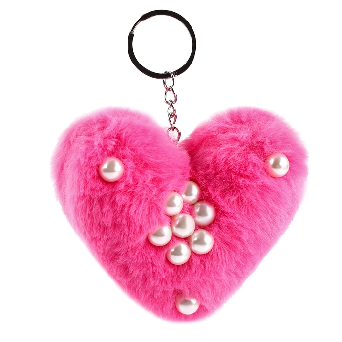 Мягкая игрушка &laquo;Сердечко&raquo; с бусинами, на брелоке, 10 см, цвет фуксия