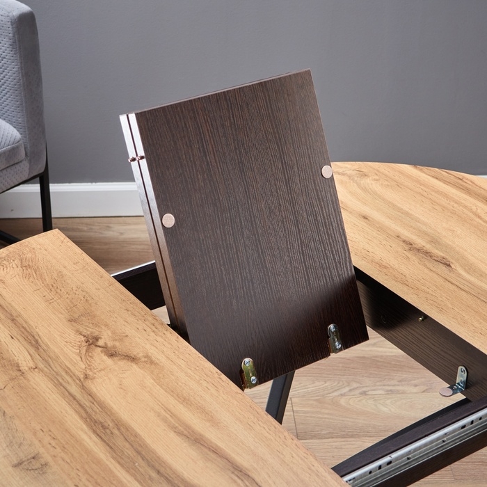 Стол кухонный на одной ножке раздвижной Норд, 90(122)х90х79, ЛДСП 22мм/Пластик, Дуб Вотан