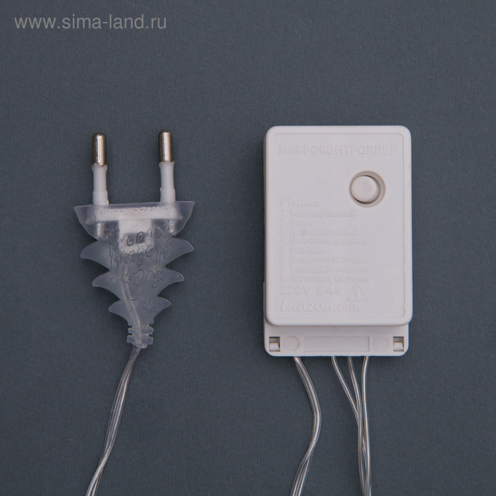 Гирлянда &laquo;Нить&raquo; 5 м с насадками &laquo;Прищепки&raquo;, IP20, прозрачная нить, 30 LED, свечение белое, 8 режимов, 220 В