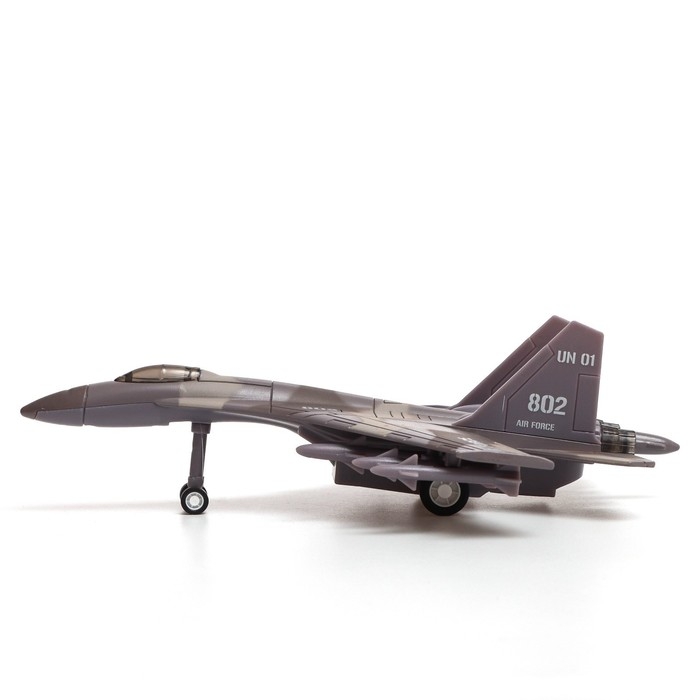 Истребитель металлический &laquo;Воздушные силы&raquo;, инерционный, световые и звуковые эффекты, цвет коричневый