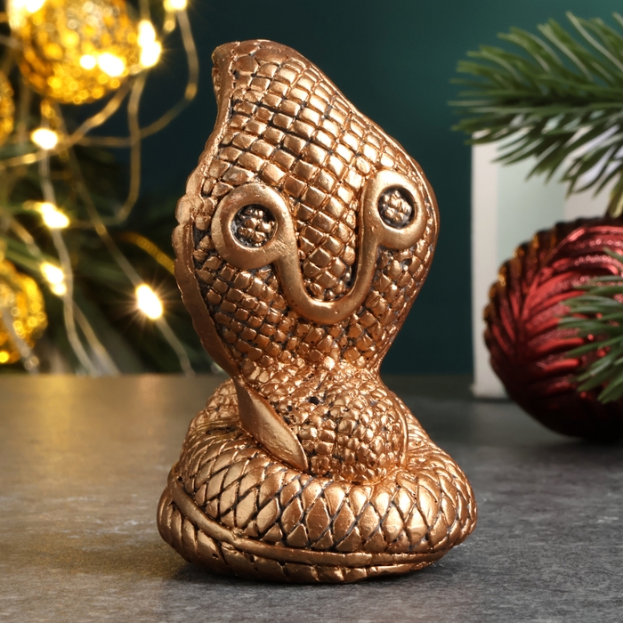 Фигура Фигура "Змея Кобра малая" состаренная бронза, 6х4х4см