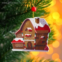 Подвеска новогодняя деревянная &laquo;Дом пряник&raquo; 0,5&times;7&times;7 см