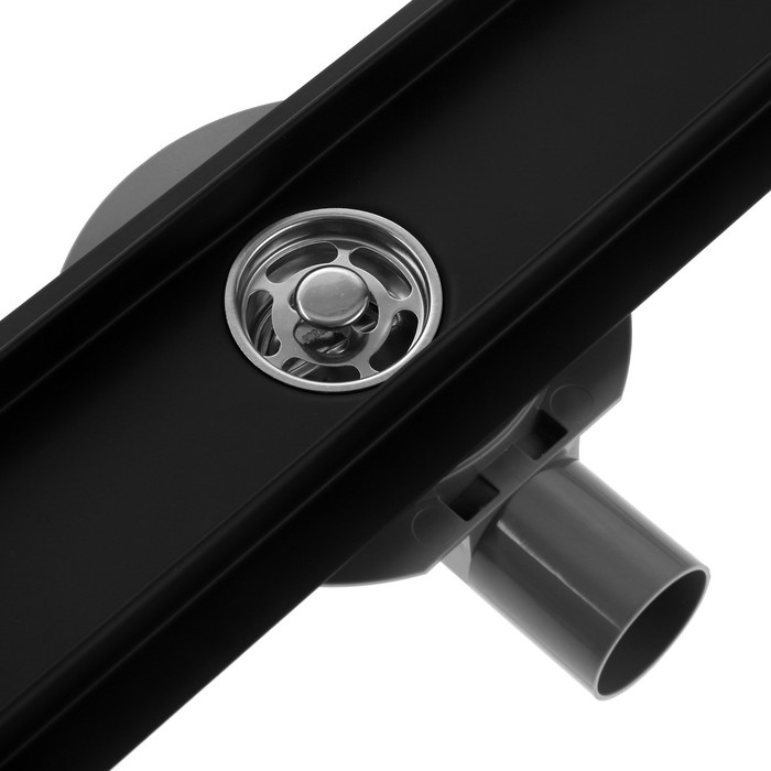 Трап ZEIN engr, c флaнцeм свободного вращ 360&deg;, 7*80 см, d=40/50 мм, нерж сталь, черный