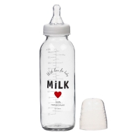 Бутылочка для кормления стекло &laquo;Milk&raquo;, классическое горло, 250 мл., от 3 мес.