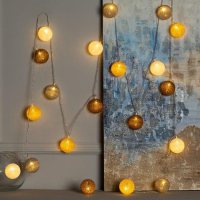 Гирлянда &laquo;Нить&raquo; 5 м с насадками &laquo;Клубки кремовые&raquo;, IP20, прозрачная нить, 20 LED, свечение тёплое белое, 220 В