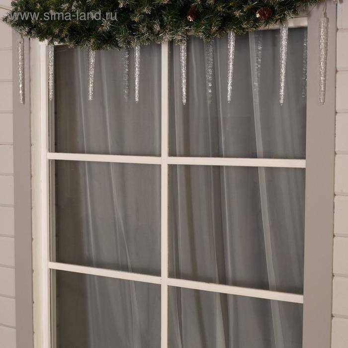 Гирлянда &laquo;Сосульки рифленые&raquo; 2.5 &times; 0.3 м, IP65, прозрачная нить, 192 LED, свечение красное с эффектом стекания, 12 В