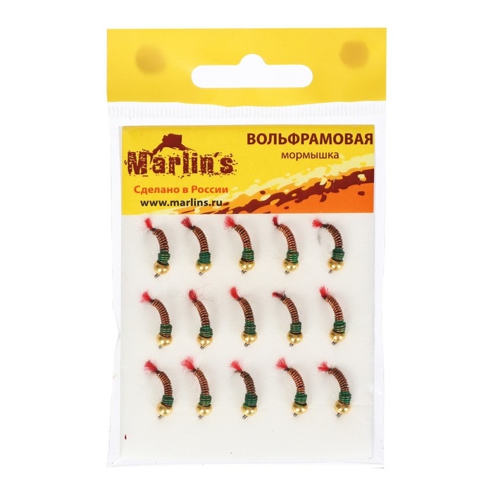 Мормышка вольфрам Marlin's Лесотка, 4 мм, 0.65 г, красный 12, цвет золото, 15 шт.