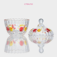 Сахарница стеклянная Доляна &laquo;Венеция краски&raquo;, 250 мл, 10&times;13 см, с крышкой