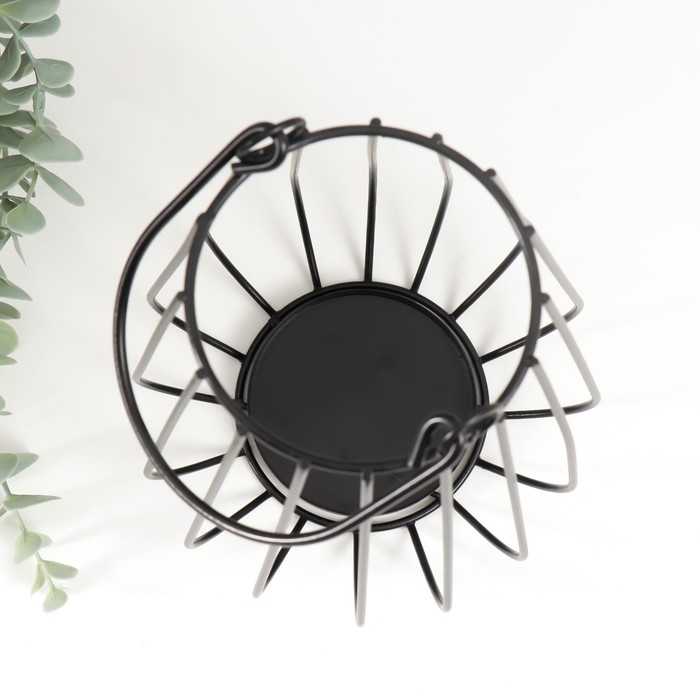 Подсвечник металл на 1 свечу "Лофт. Вазон" чёрный 22х15х15 см