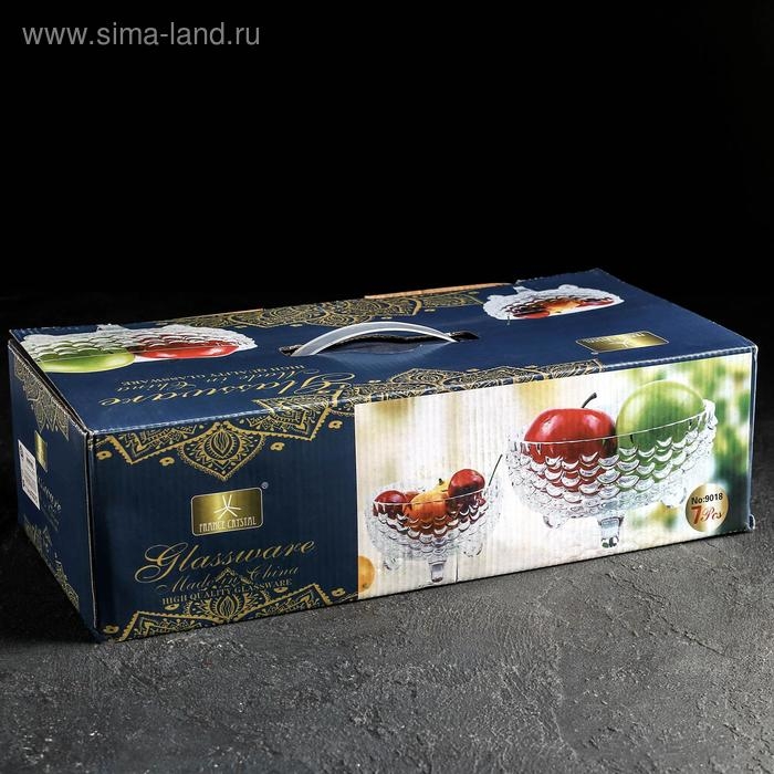 Набор стеклянных салатников &laquo;Облака&raquo;, 7 предметов: 1 шт 18&times;9 см, 6 шт 10&times;6 см