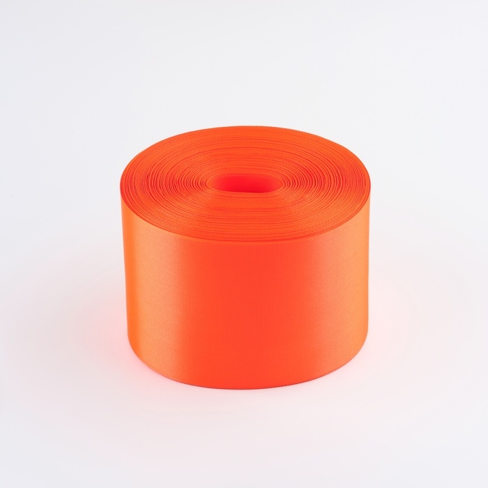 Лента атласная, 100 мм &times; 100 &plusmn; 5 м, цвет оранжевый