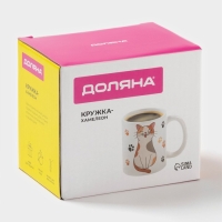 Кружка - хамелеон керамическая Доляна &laquo;Котик&raquo;, 350 мл, цвет белый