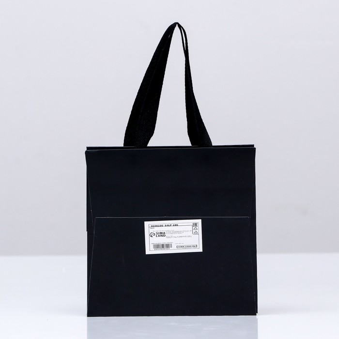 Пакет крафт с квадратным дном и окном  15 Х 15 Х 15 см Черный, 1шт