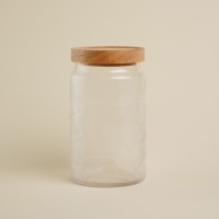 Банка стеклянная для хранения сыпучих продуктов SL Home &laquo;Валенсия&raquo;, 2 л, 12&times;20 см, с деревянной крышкой
