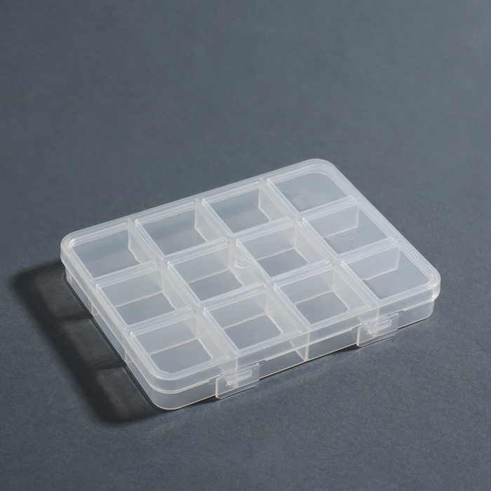 Органайзер для декора, 12 секций, размер 11 &times; 8,5 &times; 1,5 см, цвет прозрачный