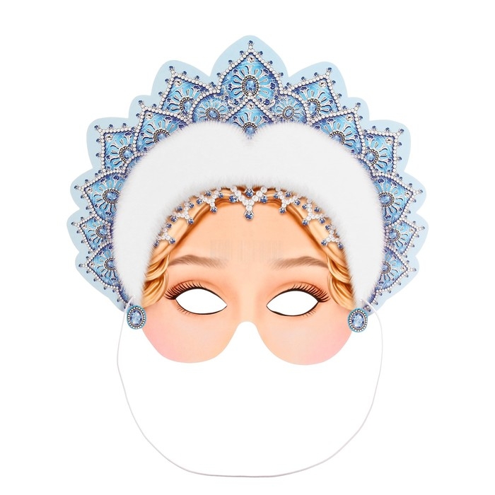 Маска новогодняя Маска новогодняя "Снегурочка" глиттер, 27,1х24,6 см