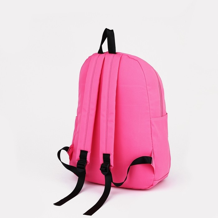 Рюкзак школьный из текстиля, 2 отдела на молниях, 3 кармана, цвет малиновый