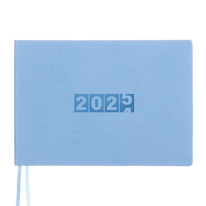 Еженедельник датированный 2025 года, 181х127 мм, 64 листа ESCALADA, мягкая обложка из искусственной кожи, блинтовое тиснение, кремовый блок 70 г/м&sup2;, голубой