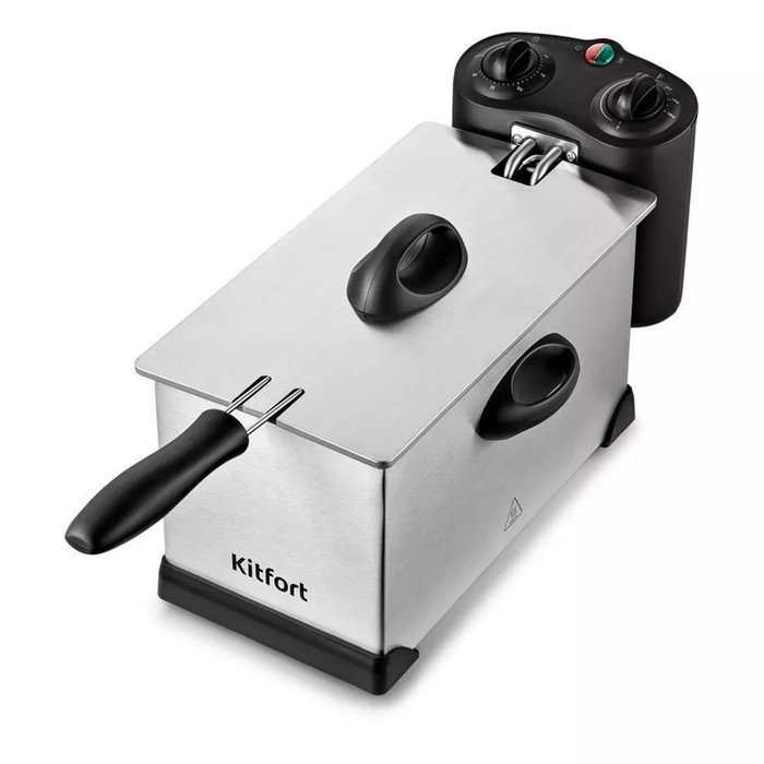 Фритюрница Kitfort KT-4052, 2000 Вт, 6 л, корзины 2 л, 130-190 &deg;C, серо-чёрная