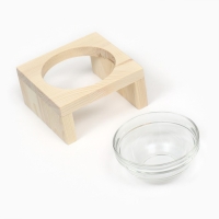 Подставка одинарная с миской из прозрачного стекла 16 х 14,5 х 6,5 см 250 мл