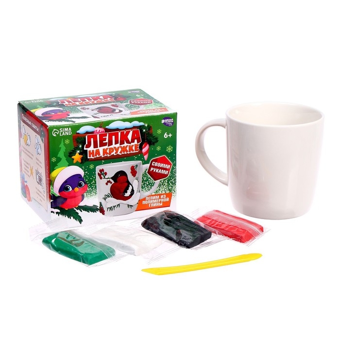Новогодний набор для декора кружки полимерной глиной &laquo;Новый год! Снегирь на ветке&raquo;