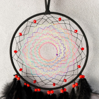 Ловец снов "Паутинка" чёрно-жёлто-оранжевый d=18 см 68х18 см Ловец снов "Паутинка" чёрно-жёлто-оранжевый d=18 см 68х18 см