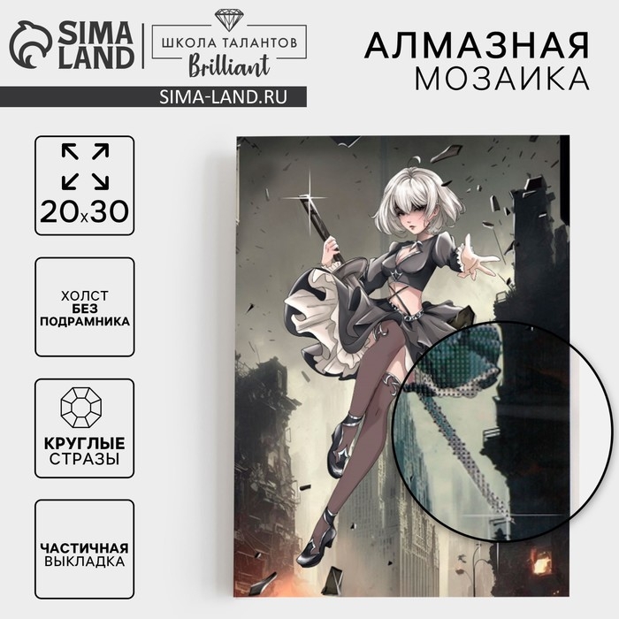 Алмазная мозаика с частичным заполнением на холсте «Девушка с клинком», 20 х 30 см Алмазная мозаика с частичным заполнением на холсте «Девушка с клинком», 20 х 30 см