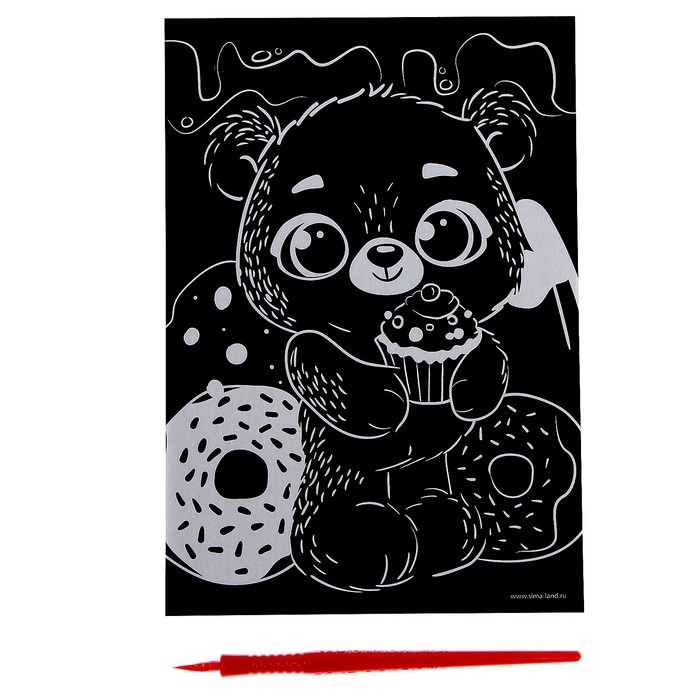 Набор для творчества: гравюра и раскраска объёмная из пластика &laquo;Милый мишка&raquo;, МИКС