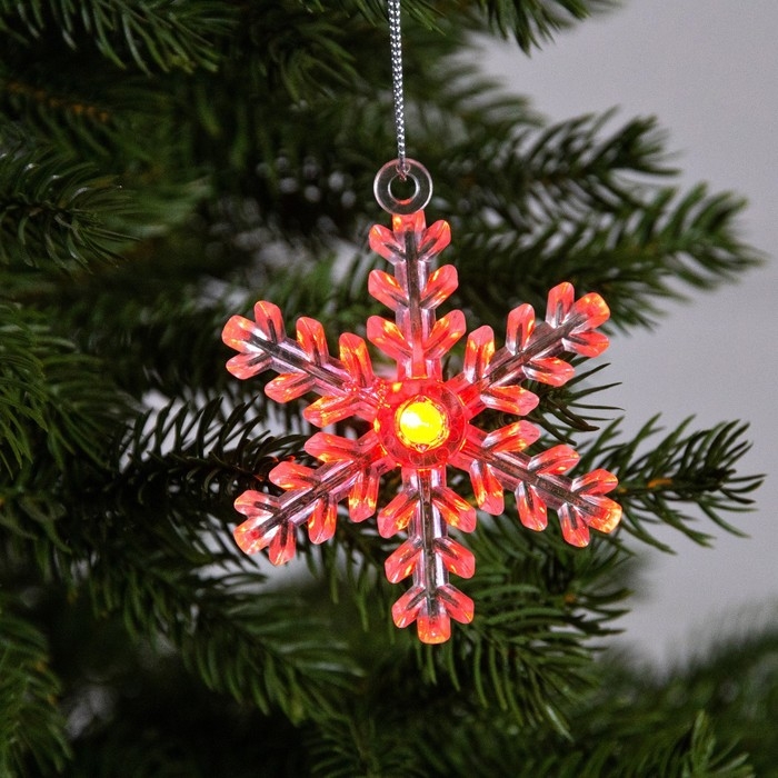 Ёлочная игрушка &laquo;Снежинка&raquo;, от батареек, свечение мульти (RGB)