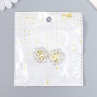 Декор для творчества металл "Медальон узорный" жёлтый кристалл 2,6х2,4 см